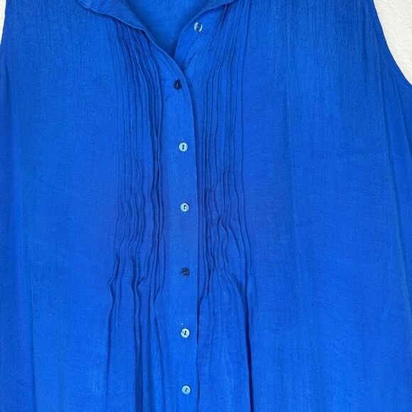 Fever Royal Blue Sleeveless Button Down Top w/Tank Sz XL, Casual, Summer, Travel - Picture 4 of 12